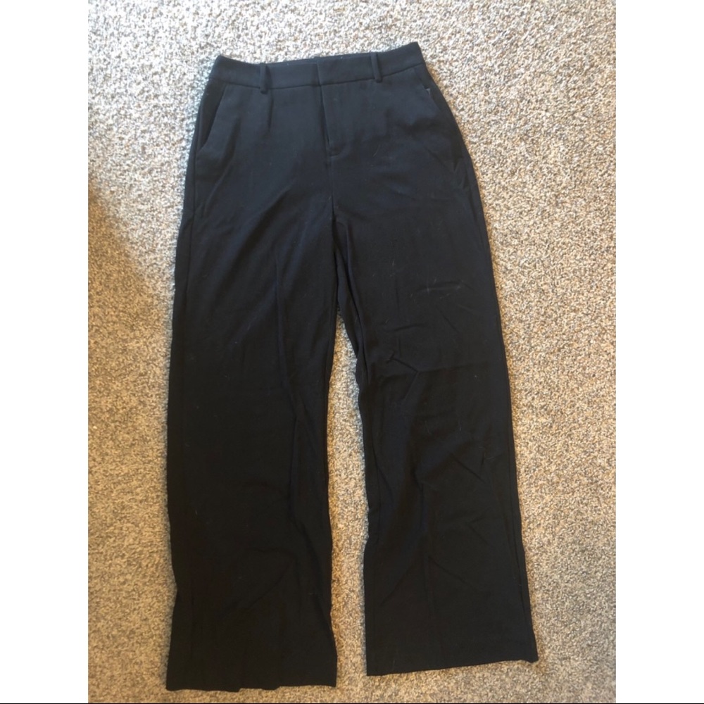 Wide-leg black dress pants